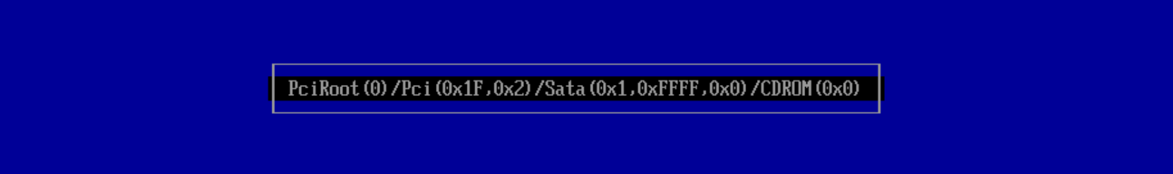 MokManager volume list showing the boot device